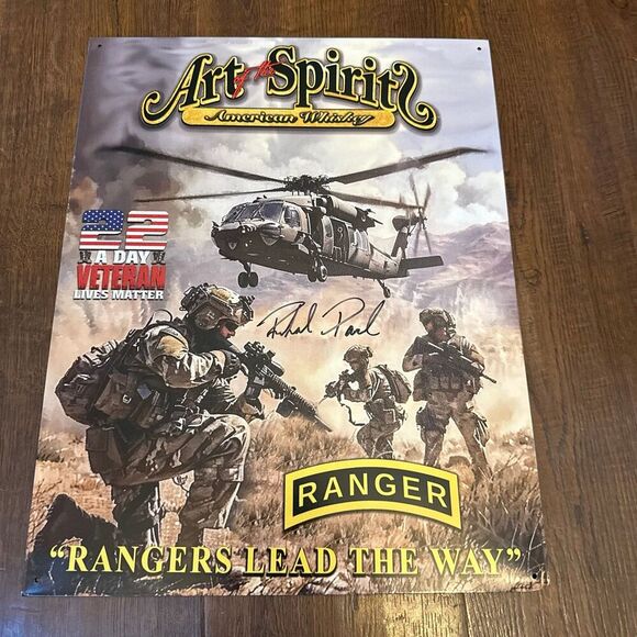 Other - Art of the Spirits Whiskey Metal Bar Sign SIGNED | Ranger Military Wall Art